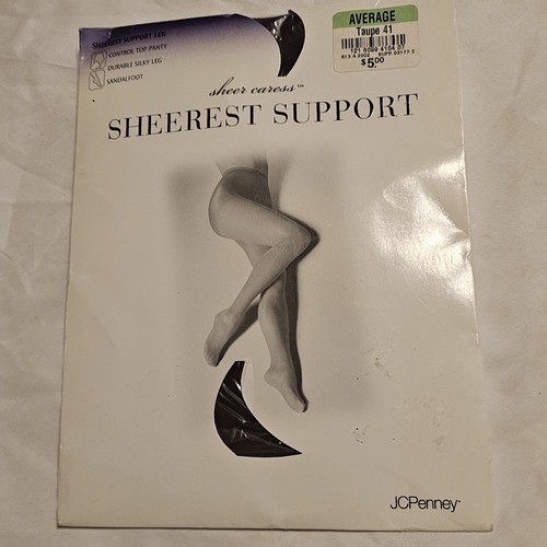 JCPenney Support Pantyhose Sheer Caress Sheerest AVERAGE Taupe Size 41 - Picture 1 of 3