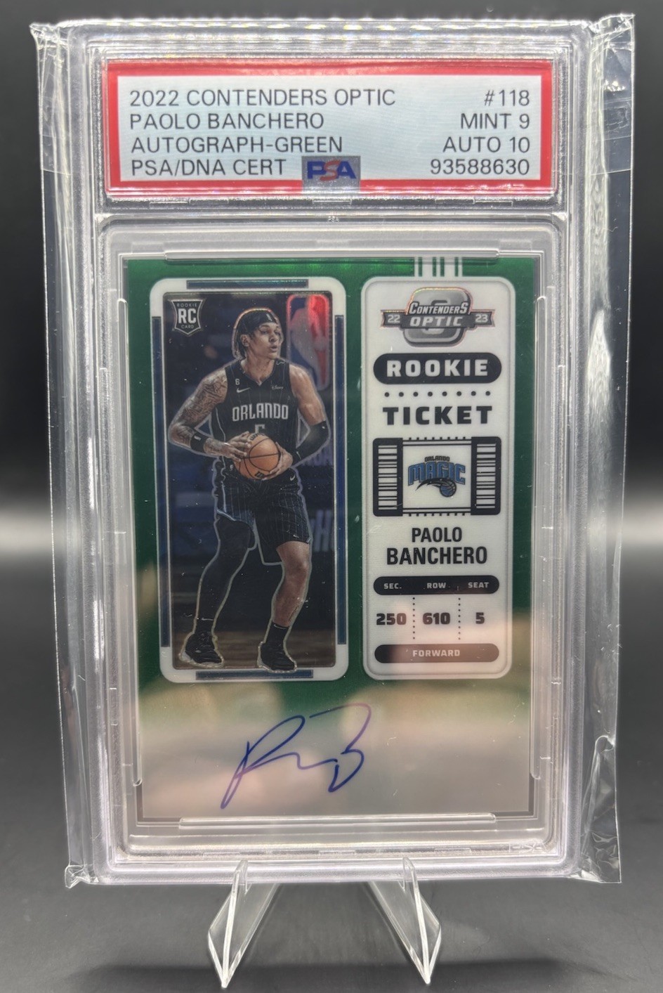 2022-23 Panini Contenders Optic - Rookie Ticket Paolo Banchero Green Auto  /75