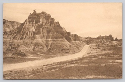 Pinnacle Peaks Badlands National Monument Albertype Postcard South Dakota