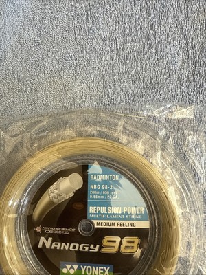 New Yonex Nanogy 98 656ft 200m Reel Badminton String. Cosmic Gold
