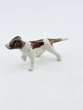 Vintage Miniature Hand-Painted Dog Figurine Brown & White Ceramic