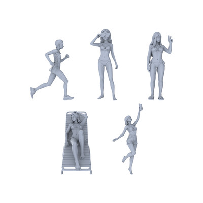 MRY-SFW LYTR148Beach Vacation Girls 5Figure Set,Swimsuit,DIY Painting Beachation