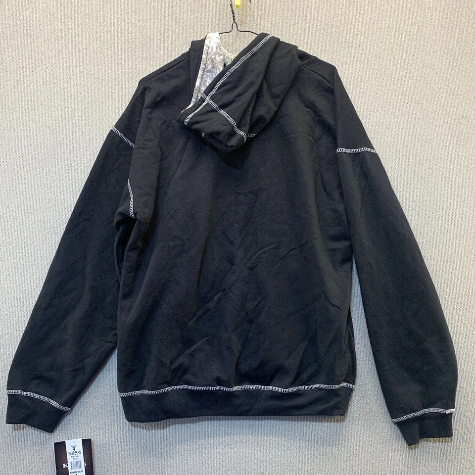 Kings Camo Fleece Hoodie Pullover Mens Large Deer Logo Hunting Cotton Black NWT - Image 2 of 4