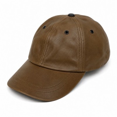 M. JULIAN Brown Leather Solid Baseball Cap Hat Vintage Wilson s Leather 1990 Y2K