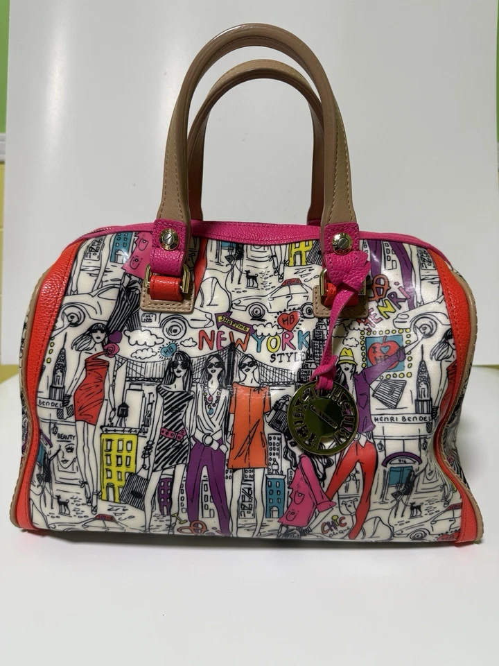 Сумка Henri Bendel розовая и оранжевая с графическим дизайном