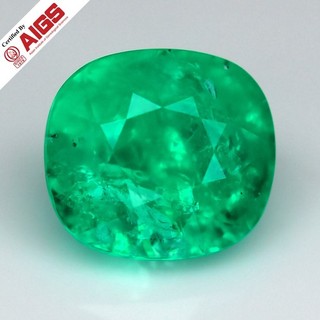 💎 AIGS CERTIFIED Big 5.01ct Cushion Natural Vivid Green Emerald Ethiopia Gem