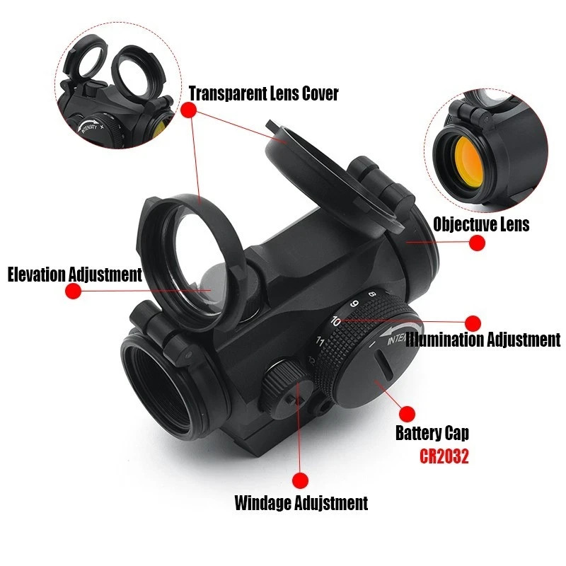 ToopMount 1x20 Red Dot Sight 2MOA Tube Riflescope Sights with High and