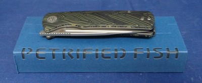 Petrified Fish Mini Beluga Folding Knife Green Gmascus Handle 14C28N PFP01XGRDMP