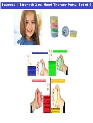 Squeeze 4 Strength 2 oz. Hand Therapy Putty, Set of 4 to strengthen hand muscles