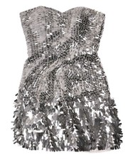 Sherri Hill Strapless Sequin Cocktail Dress Style 51547 in Silver