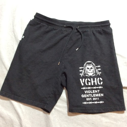 Violent Gentlemen Shorts Men's Sz L Black Drawstring Stretch Skeleton Graphic
