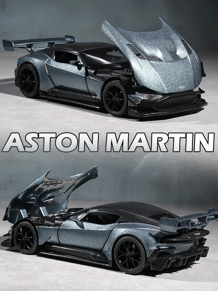 1:32 Aston Martin Vulcan Diecast Model Supercar w/Sound Light Pull-Back Gift Toy - Image 3 of 4