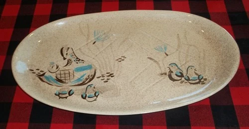 Red Wing Large Serving Platter Tray, Blue Birds, Bob White, Southwestern Motic