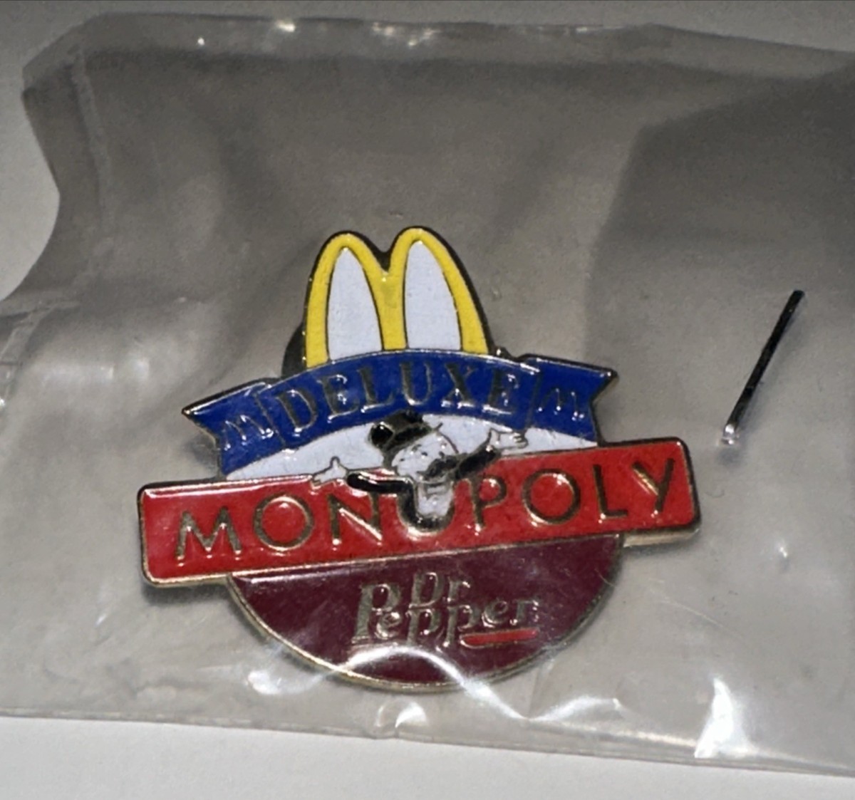 1996 McDonalds Deluxe Monopoly Dr. Pepper Lapel Hat Backpack Pin