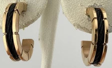 CHARRIOL ROSE GOLD PLATED STEEL PVD FOREVER CABLE HOOP POST EARRINGS K524B