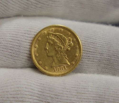 1881 US $5 Indian Gold Piece AU (Cleaned)