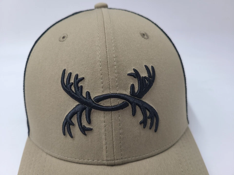 Under Armour Caza Ciervo Cuernos Logo Malla Camionero Snapback Sombrero Gorra Marrón Negro Foto 4 de 4