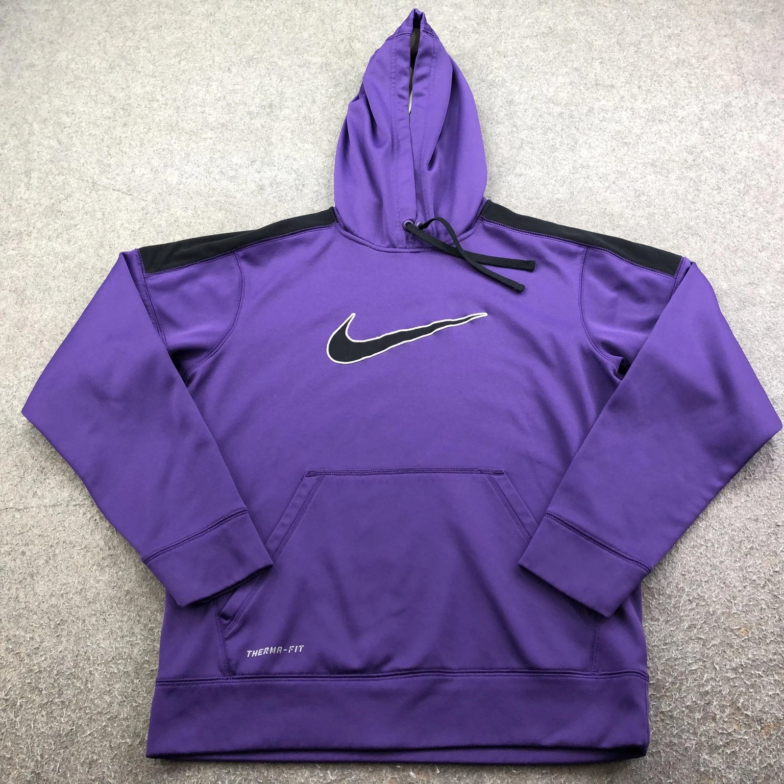 Nike Hoodie Mens Small Purple Pullover Fleece Sweatshirt Therma Fit Swoosh Logo