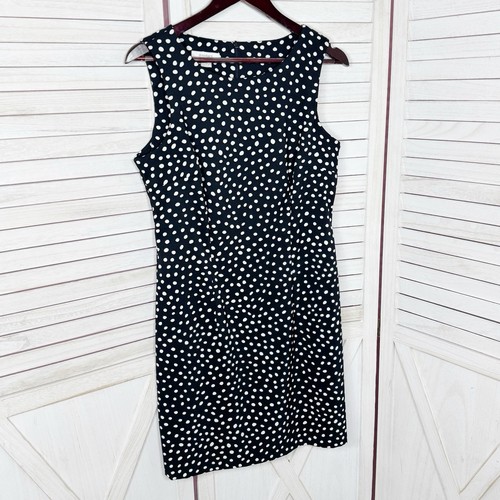 Dressbarn Sheath Dress Women 10 Black White Polka Dot Sleeveless Career Stretch - Picture 7 of 12