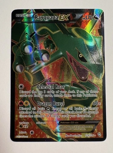 Rayquaza EX Full Art  123/124 Dragons Exalted - Heavily played, see description