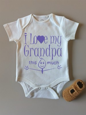 I Love My Grandpa This Much Baby Grow, 100% Baumwolle, bis 3 Monate 