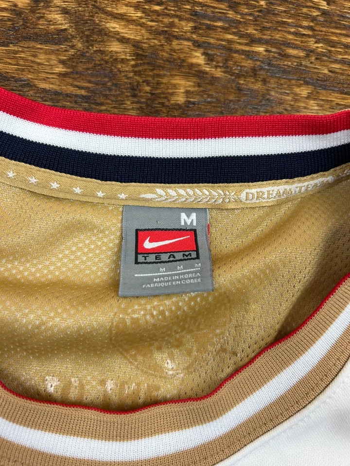Camiseta Nike Magic Johnson #15 1992 Juegos Olímpicos Talla M Dream Team EE. UU. Oro Blanco Retro Foto 3 de 4