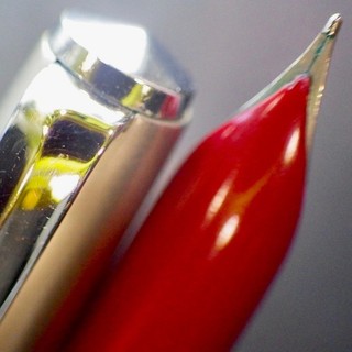 Serviced PARKER "21" Fountain Pen•CT•Red•50 Date•Sac Aerometric•Octanium M Nib