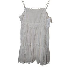 Urban Outfitters Dress Size L White Lana Mini Tiered Broderie Anglaise Lace Trim