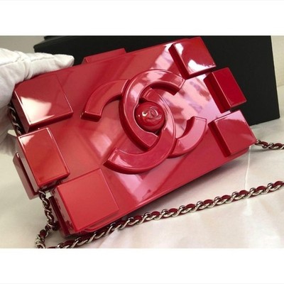 Chanel Lego Block Clutch Shoulder Bag Red z33_1022 | eBay