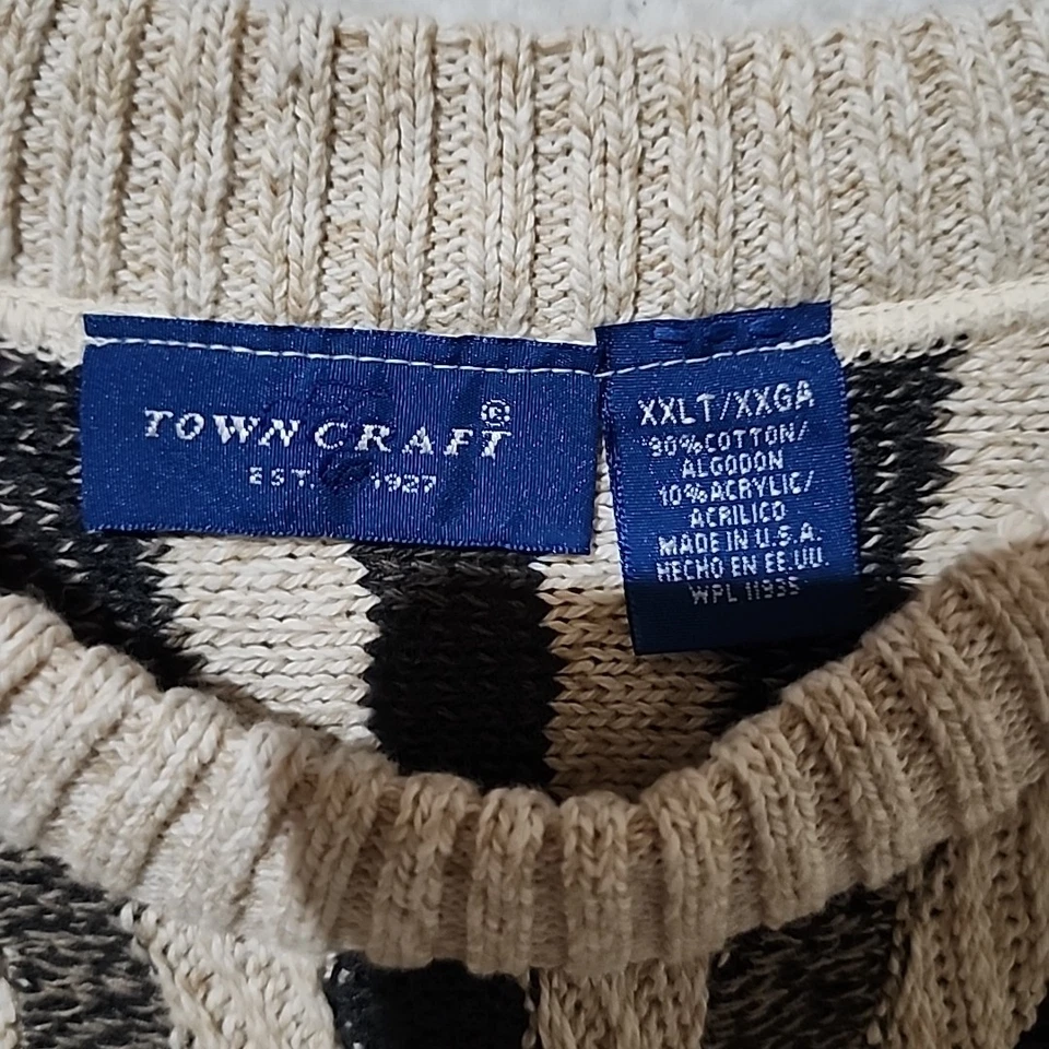 Suéter Town Craft Hombres XXLT Tejido a Tiras Mezcla de Algodón Cuello Redondo De Colección Foto 4 de 4