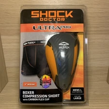 Shock Doctor Ultra Pro Boxer Compression Shorts w/ Ultra Carbon FlexCup - Sz L