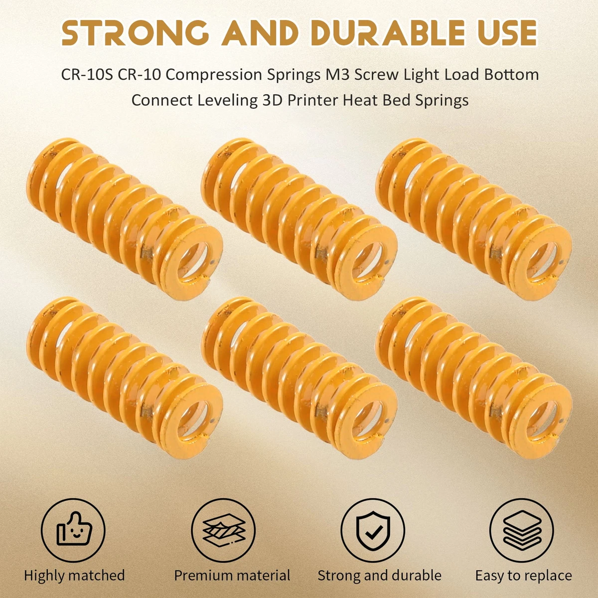 3D Printer Heat Bed Leveling Spring 8X20mm Compression Yellow for Creality7866