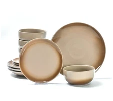 Temp-tations Ombre Taupe 12-Piece Dinnerware Set K81344 TAUPE