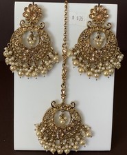 Indian Earrings Jhumka  Set  Bollywood Ethnic with maag tikka RED