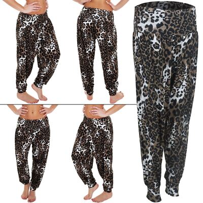 Women's  Ali Baba Hareem Soft Trouser Baggy Casual Wild Cat Brown Cheetah Print