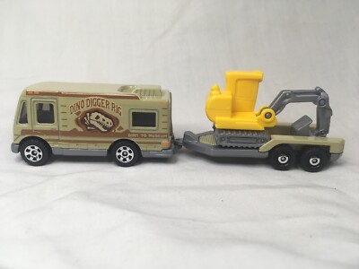 Matchbox Dino Digger Rig - Motorhome - Excavator with Flat Bed Trailer - Loose
