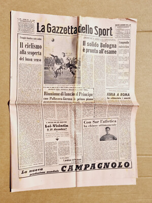 Gazzetta Dello Sport 10 Novembre 1959 - Originale - Formia-Bologna-Pivatelli-Feria-Duilio Loi