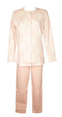 RAGNO women's pajamas open front long sleeves warm winter cotton interlock long 