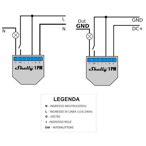 Relè controllo consumi Wi-Fi e bluetooth, Shelly 1PM Plus Power Measurement - Foto 5 di 12