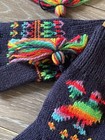 girls vintage hat and gloves navy colorful bird made in phillipines — photo 2