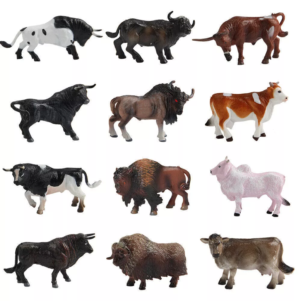 Figure Toy Cow Simulation Farm Cattle Ox Bull Animal Model Kids