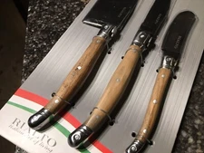 RIALTO 3PCS CHEESE KNIFE SET WITH AMERICAN SOLID OAK WOOD HANDLE NEW