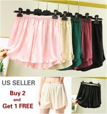 Women Satin Lounge Pajama Shorts Lightweight Sleep Bottom Pants Casual Lady