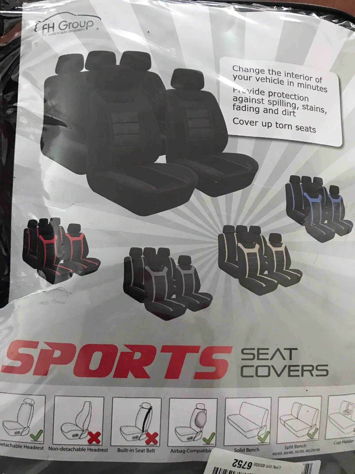 Car Seat Cover for Auto Full Set wo/Steering Wheel Cover/Belt Pads/5heads Black-image