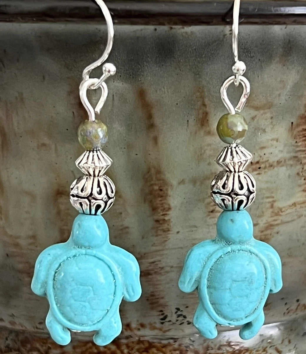 Blue turtle earrings store