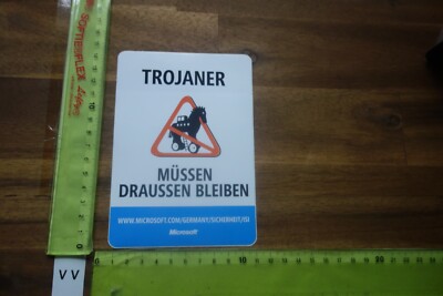 Alter Aufkleber Büro Computer Software Internet MICROSOFT Trojaner müssen...