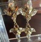 Coro Crystal Drop Clip On Earrings Gold Tone Wedding Chandelier Dangle Vtg — photo 3