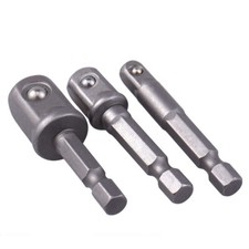 Socket Adapter Drill BIts Set Hex Shank 1/4" 3/8" 1/2" 3Pcs Impact Driver Tools