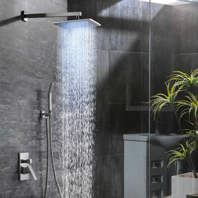 Brushed Nickel 12"LED Rain Shower Combo Set Bathroom 2-Way Valve W/Hand Shower Brushed Nickel 12"LED Rain Shower Combo Set Bathroom 2-Way Valve W/Hand Shower