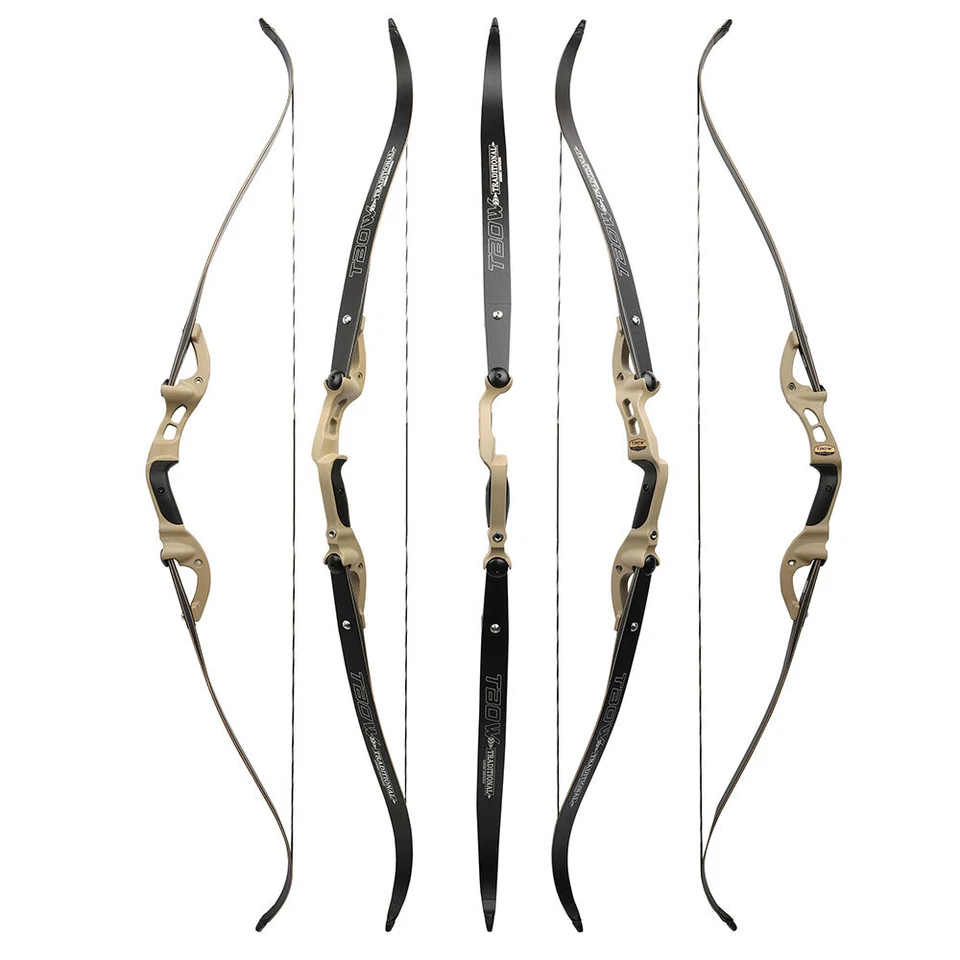 59" 25-60lbs Archery Recurve Bow Takedown F Interface Shooting Hunting Beginner - Image 2 of 4